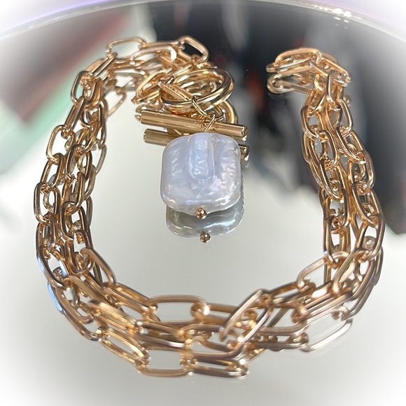 💕Stunning Marcel Louis Vintage Link Necklace with lush Pearlescent Pendant💕 - Picture 6 of 11